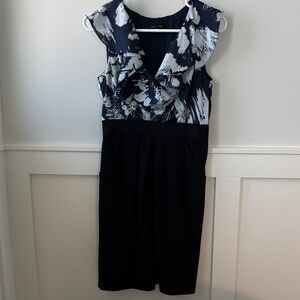 Max & Cleo Navy and White Midi Dress